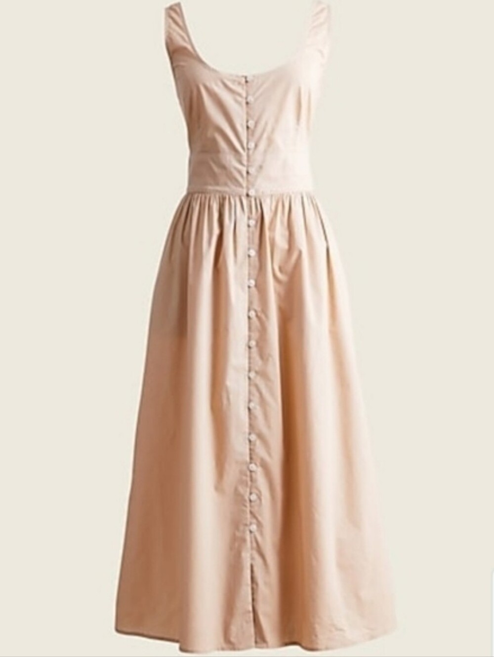J.Crew Sleeveless Button-Front Cotton Poplin Midi Dress In Beachwood Size 8 - Picture 1 of 16